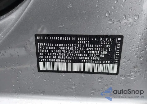 2021 Volkswagen Jetta 1.4T R-Line/1.4T S/1.4T Se из США, поврежденный, VIN 3VWC57BU5MM008196